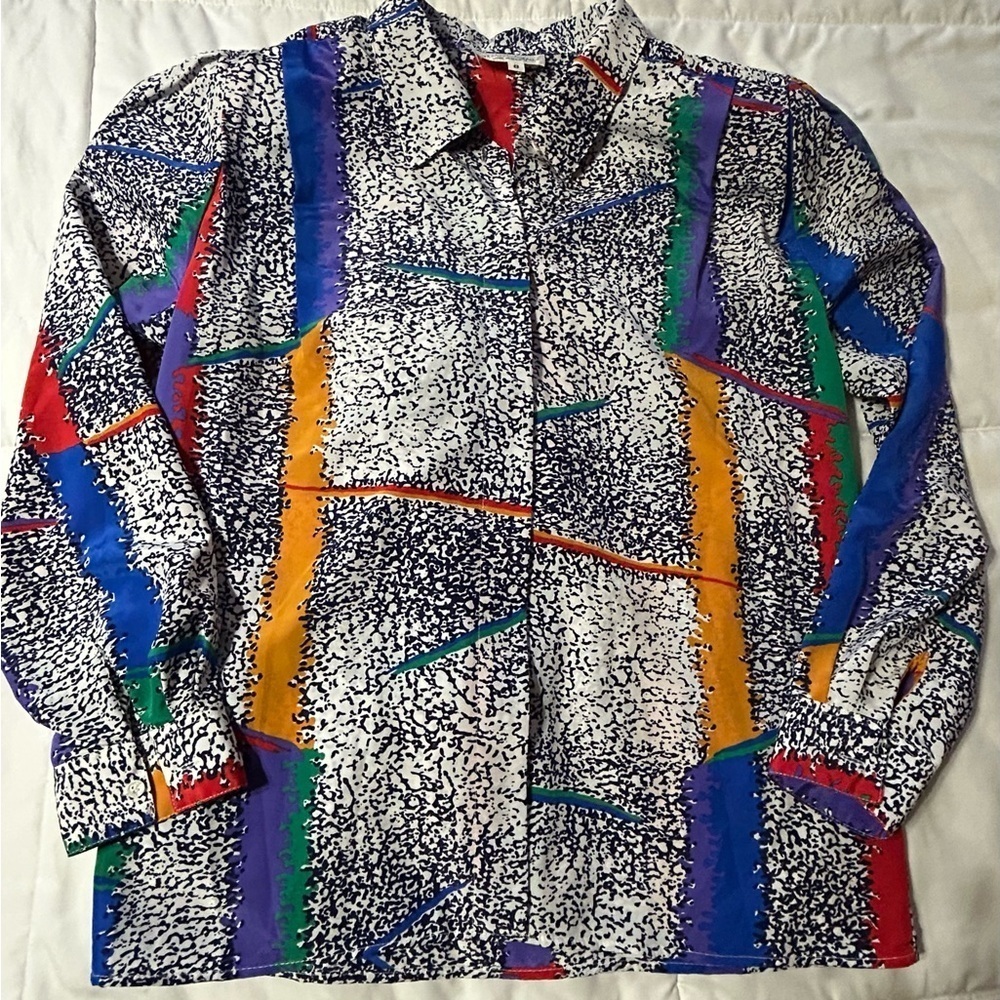 Beautiful Vintage Geometric Blouse Top by Stuart Lang